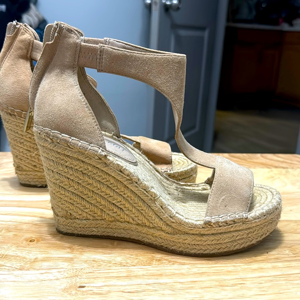 Nude wedge sandals